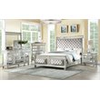 Bowery Hill 3-Drawer Nightstand with Sunburst Trim in Silver Mirrored