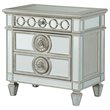 Bowery Hill 3-Drawer Nightstand with Sunburst Trim in Silver Mirrored