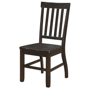 bowery hill wooden side chair with slatted back set of 2 in rustic walnut