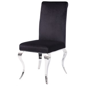 Bowery Hill Side Chair Set of 2 in Fabric and Stainless Steel