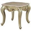 Bowery Hill Square Scalloped Marble Top End Table in Golden Ivory