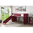 Bowery Hill Twin Metal Loft Bed with Ladder and Slat System in Red