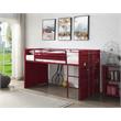 Bowery Hill Twin Metal Loft Bed with Ladder and Slat System in Red