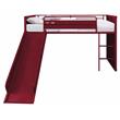Bowery Hill Twin Metal Loft Bed with Ladder and Slat System in Red