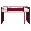 Bowery Hill Twin Metal Loft Bed with Ladder and Slat System in Red