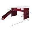 Bowery Hill Twin Metal Loft Bed with Ladder and Slat System in Red
