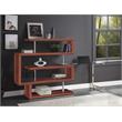 Bowery Hill Glass Top Writing Desk in Chrome and Walnut High Gloss