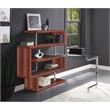 Bowery Hill Glass Top Writing Desk in Chrome and Walnut High Gloss