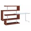 Bowery Hill Glass Top Writing Desk in Chrome and Walnut High Gloss