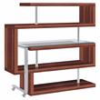 Bowery Hill Glass Top Writing Desk in Chrome and Walnut High Gloss