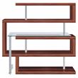 Bowery Hill Glass Top Writing Desk in Chrome and Walnut High Gloss