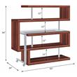 Bowery Hill Glass Top Writing Desk in Chrome and Walnut High Gloss