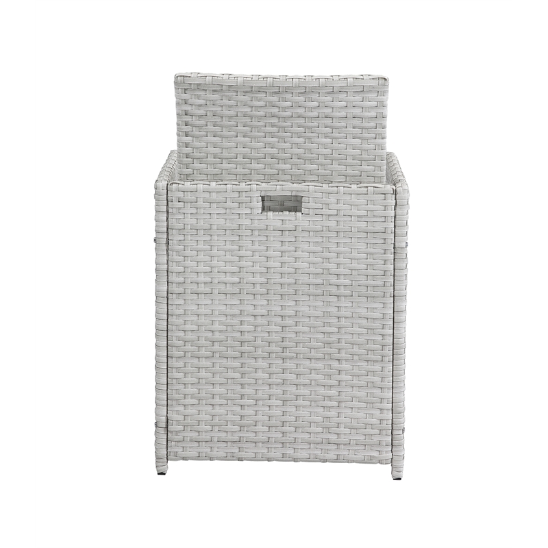 Bowery Hill 9-Piece Patio Set with Glass Table in Blue Fabric and Wicker
