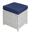 Bowery Hill 9-Piece Patio Set with Glass Table in Blue Fabric and Wicker