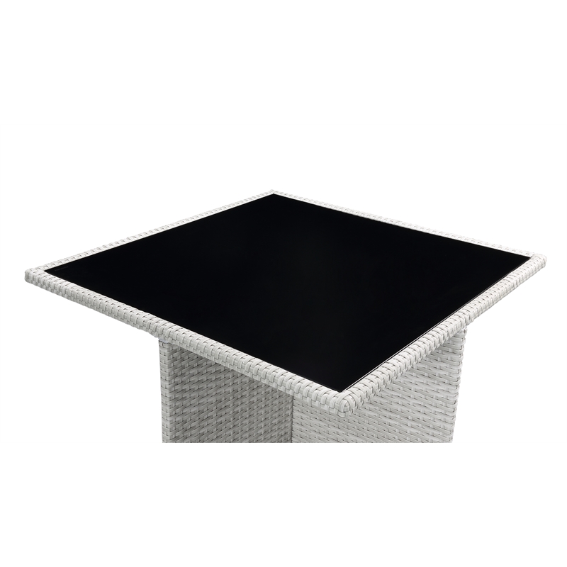 Bowery Hill 9-Piece Patio Set with Glass Table in Blue Fabric and Wicker