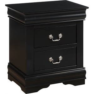 Bowery Hill Nightstand with Crown Molding and Nickel Hardware in Black
