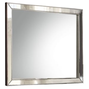 Bowery Hill Rectangular Wall Mirror with Platinum Pieced Frame in Silver