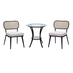 Bowery Hill 3-Piece Wooden Tapered Leg Table and Chairs Set in Black