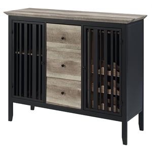 Bowery Hill Wooden Server with 3 Drawers in Antique Oak and Black