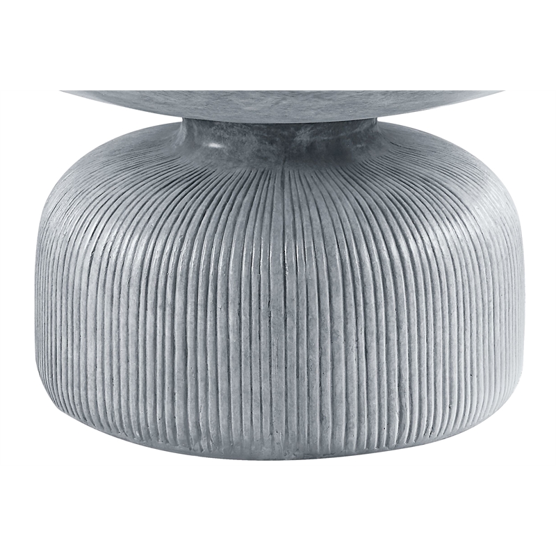 Bowery Hill Round Cement Coffee Table with Dome Base in Weathered Gray