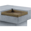 Bowery Hill Square Cement Coffee Table with Gold Tray in Weathered Gray