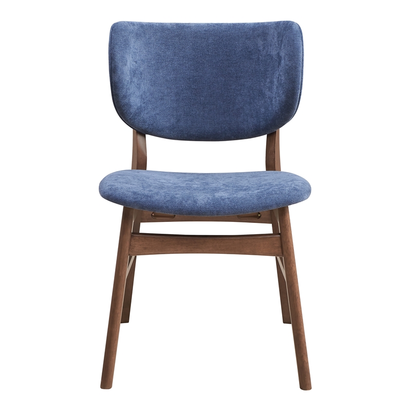 Bowery Hill 18-Inch Scandinavian Fabric Side Chair in Blue and Walnut