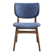 Bowery Hill 18-Inch Scandinavian Fabric Side Chair in Blue and Walnut