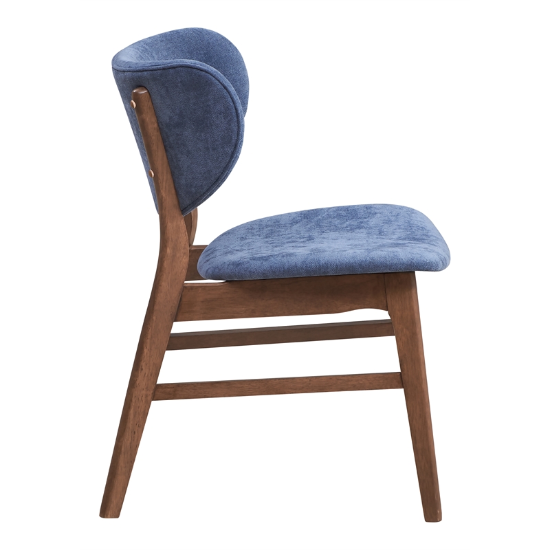 Bowery Hill 18-Inch Scandinavian Fabric Side Chair in Blue and Walnut