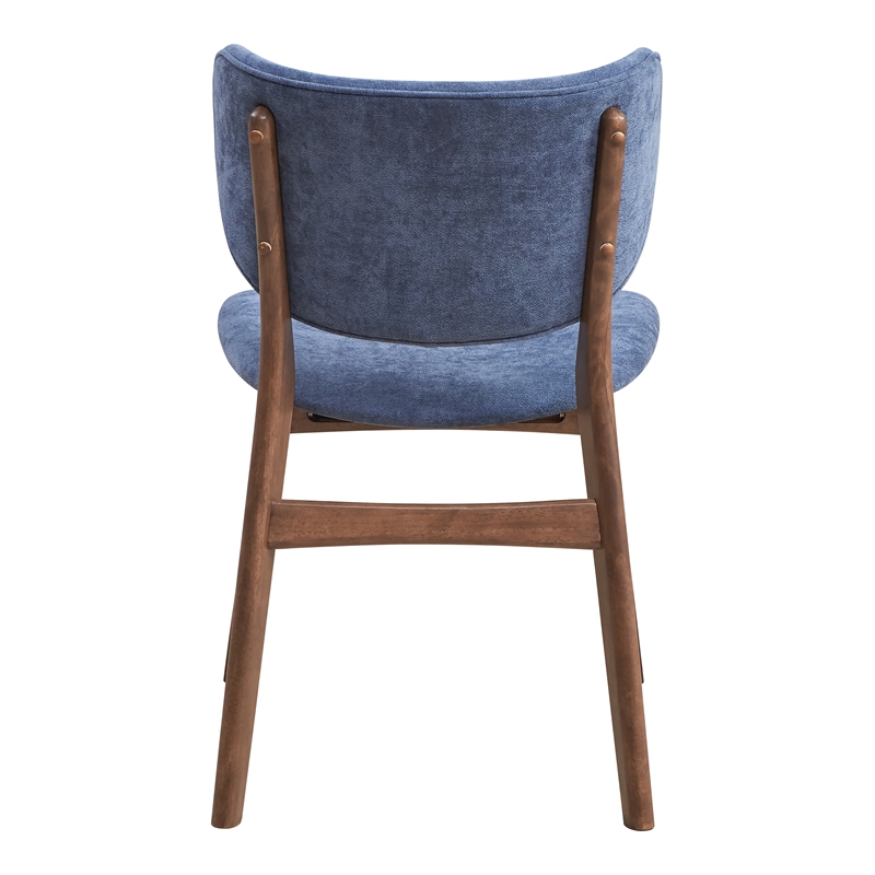 Bowery Hill 18-Inch Scandinavian Fabric Side Chair in Blue and Walnut