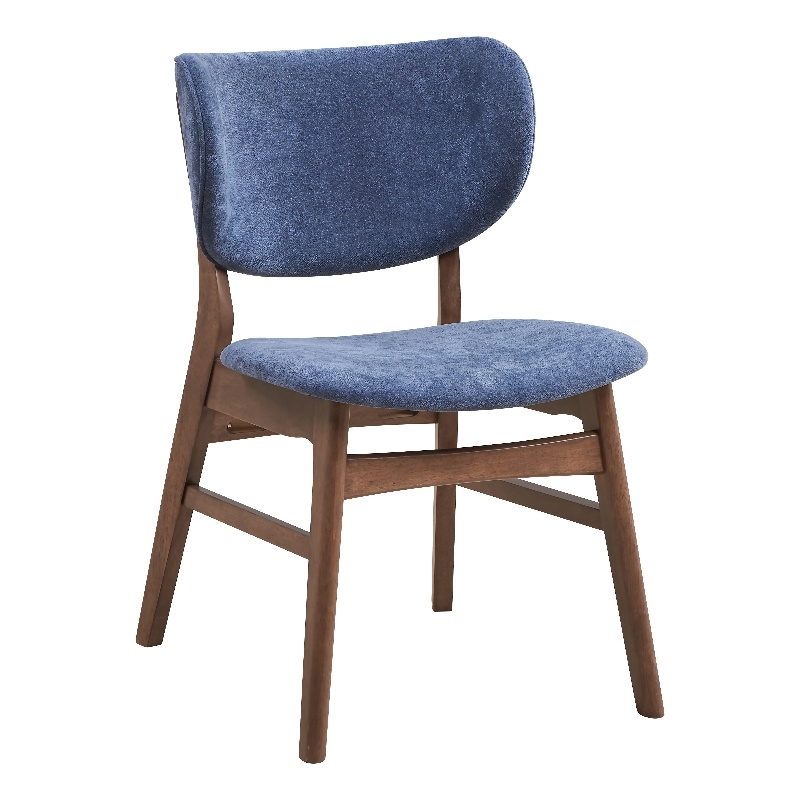 Bowery Hill 18-Inch Scandinavian Fabric Side Chair in Blue and Walnut