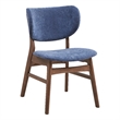 Bowery Hill 18-Inch Scandinavian Fabric Side Chair in Blue and Walnut