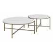 Bowery Hill Metal Nesting Table Set with Marble Top in Bronze - Set of 2