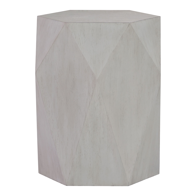 Bowery Hill Contemporary Wood Hexagonal End Table in Antique White