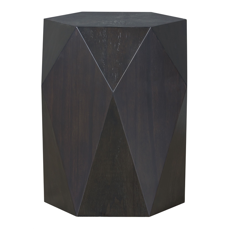 Bowery Hill Contemporary Wood Hexagonal End Table in Antique Black