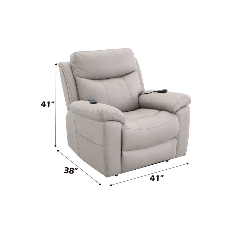 Bowery Hill Microfiber Power Recliner with Lift and Massage in Gray