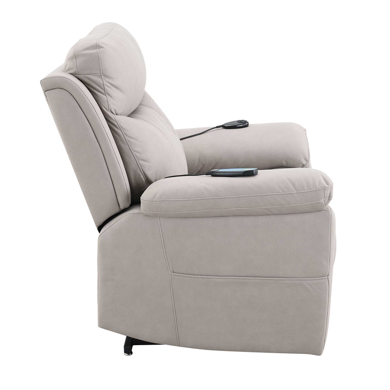 Bowery Hill Microfiber Power Recliner with Lift and Massage in Gray