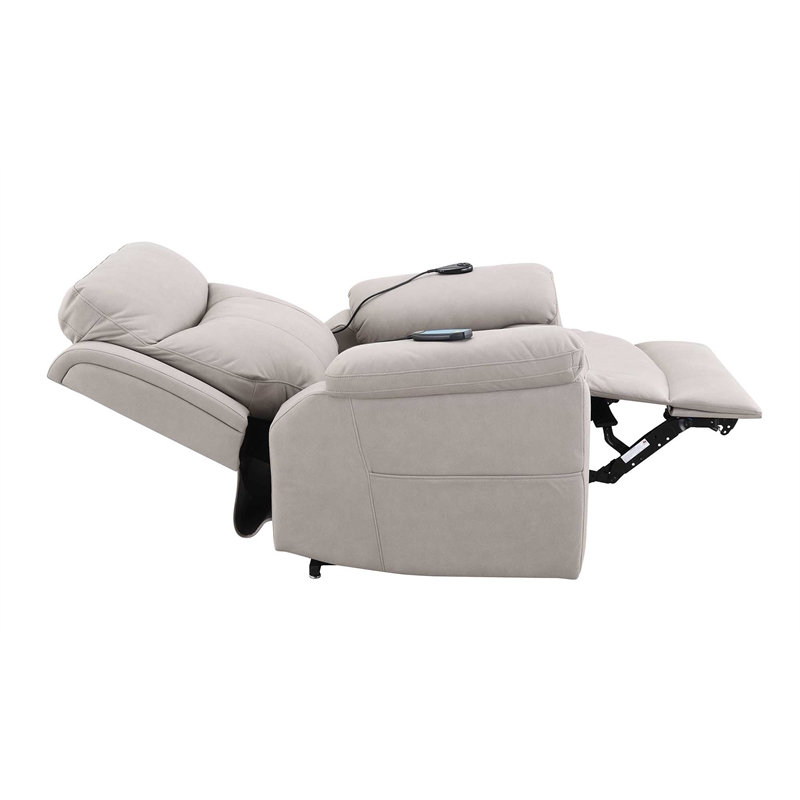 Bowery Hill Microfiber Power Recliner with Lift and Massage in Gray
