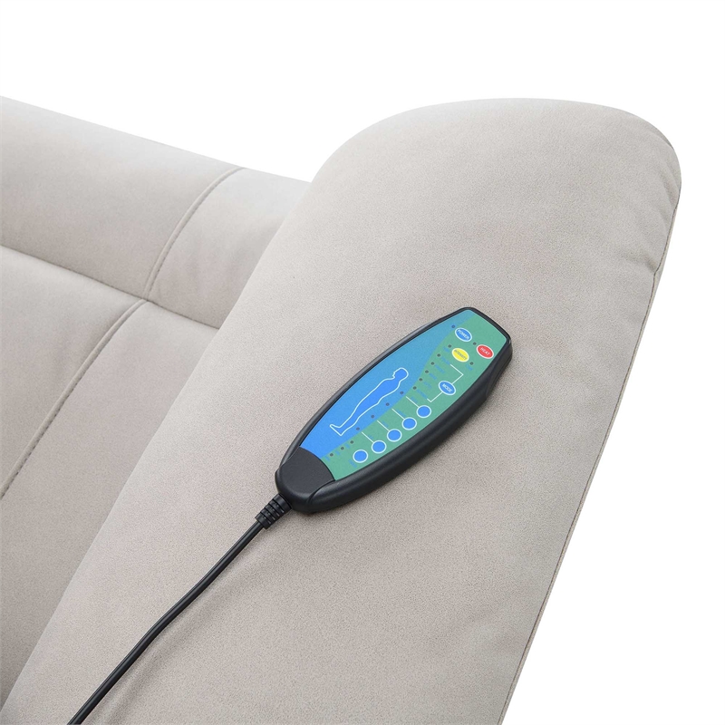 Bowery Hill Microfiber Power Recliner with Lift and Massage in Gray