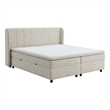 Bowery Hill Channel-Tufted Queen Storage Bed in Beige Chenille