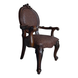 Bowery Hill Upholstered Dining Arm Chair Set of Two in Cherry