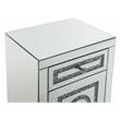 Bowery Hill Glass Accent Table with 2 Drawers in Mirrored and Faux Diamonds