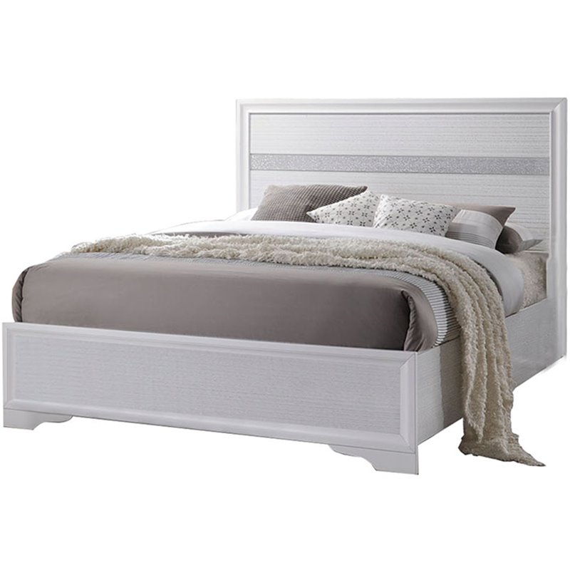 Bowery Hill Full Panel Bed with Acrylic-Insert Headboard in White