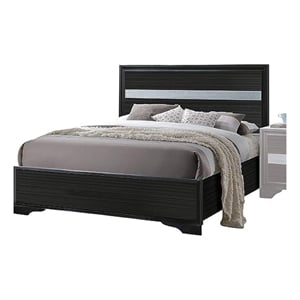 Bowery Hill Twin Panel Wood Bed with Acrylic-Insert Headboard in Black