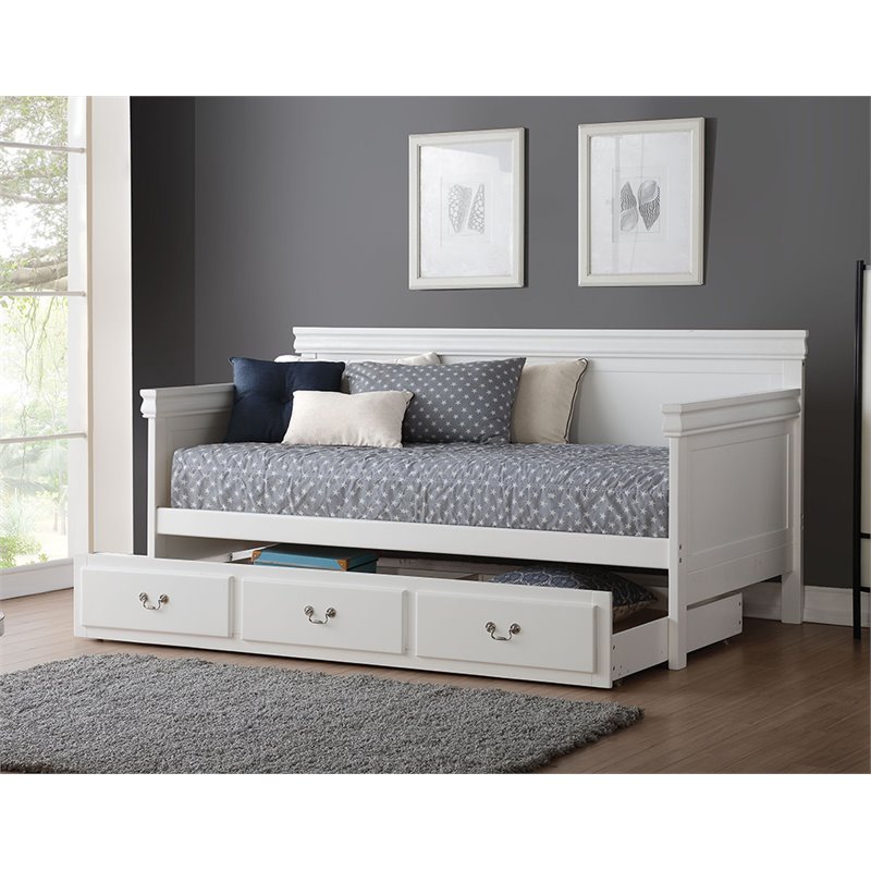 Bowery Hill Transitional Wooden Panel Twin Daybed in White Wood
