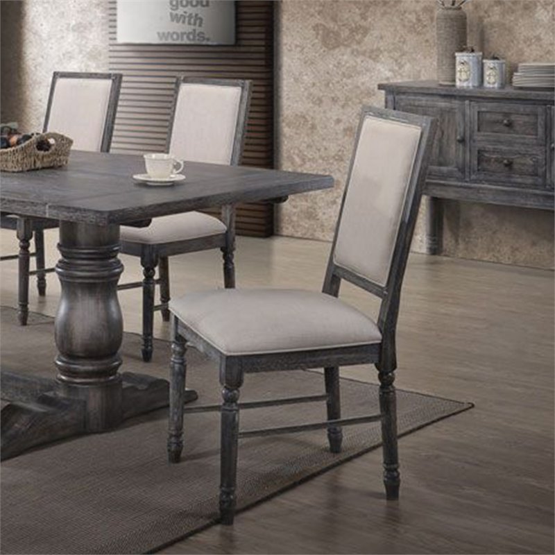 Bowery Hill Armless Dining Side Chair in Cream and Weathered Gray