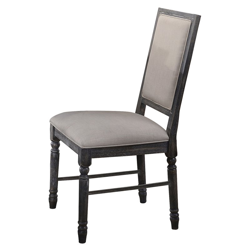Bowery Hill Armless Dining Side Chair in Cream and Weathered Gray