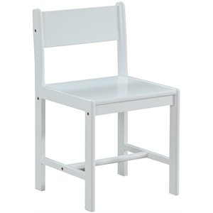 Bowery Hill Armless Wooden Kids Chair with Slatted Back in White