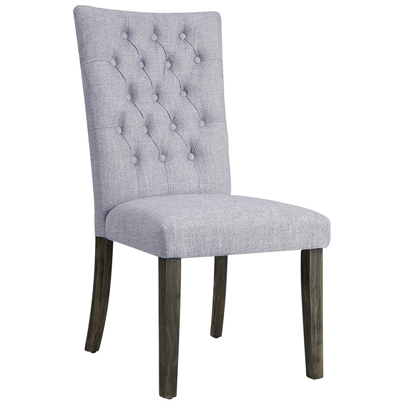 Bowery Hill Tufted Parson Dining Side Chair Set of 2 in Gray