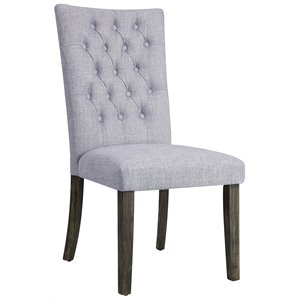 Bowery Hill Tufted Parson Dining Side Chair Set of 2 in Gray