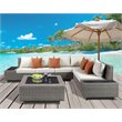 Bowery Hill 3-Piece Wicker Patio Sectional Set in Beige and Gray